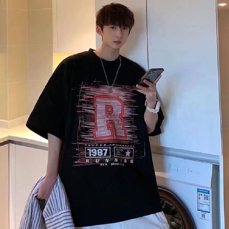 Áo Thun Tay Ngắn Dáng Rộng In Chữ Phong Cách Hip Hop Đường Phố Hàn Quốc Thời Trang Cho Nam Và Nữ [M-8XL]