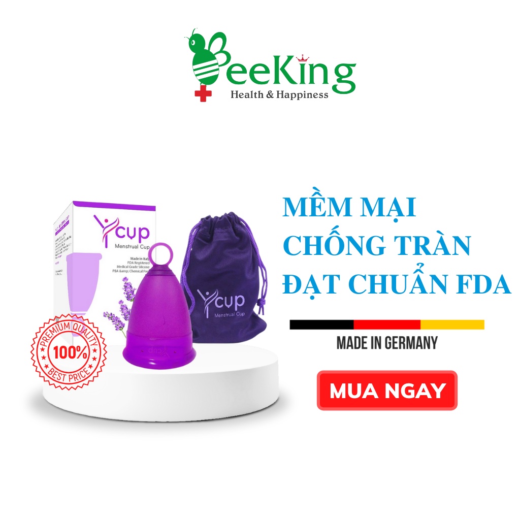 Cốc nguyệt san ycup silicon y tế siêu mềm mại chống tràn đạt chuẩn FDA Hoa Kỳ Beeking BK30