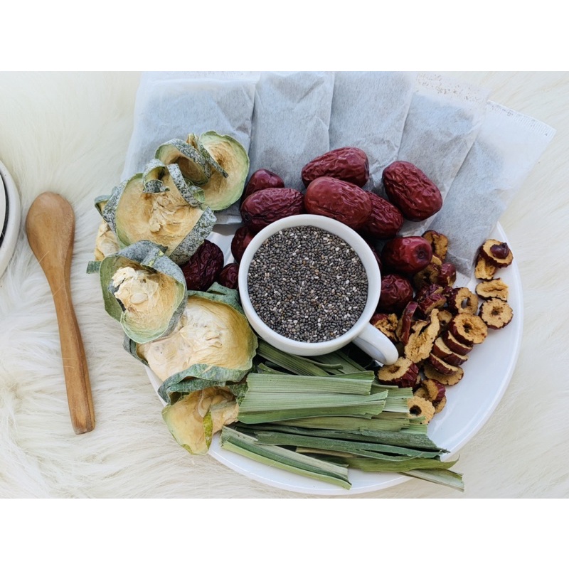 Trà sâm bí đao hạt chia giải nhiệt Nàng Thơ( sâm túi lọc+ táo đỏ+bí đao+hạt chia+ lá nếp) H15