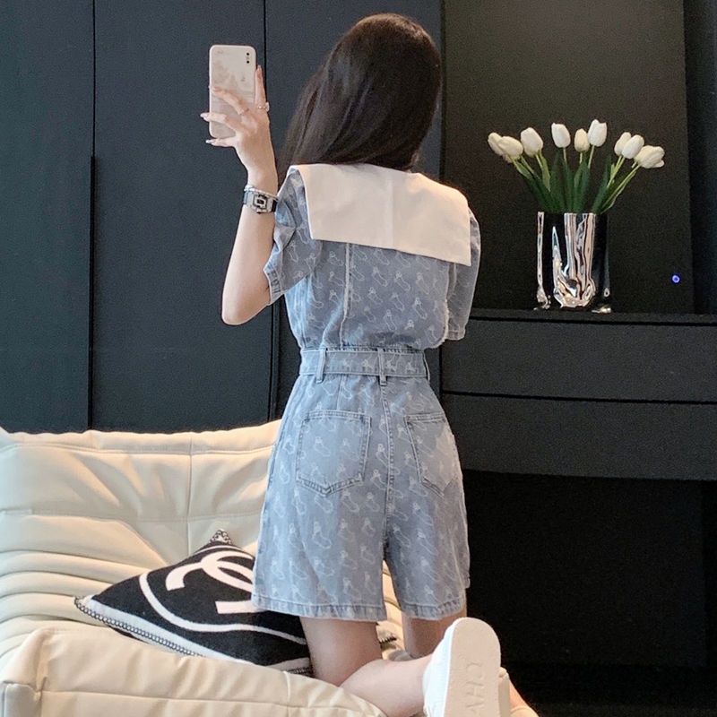 Áo liền quần Denim Thời Trang Mùa Hè Hàn Quốc 2022 Dành Cho Nữ
