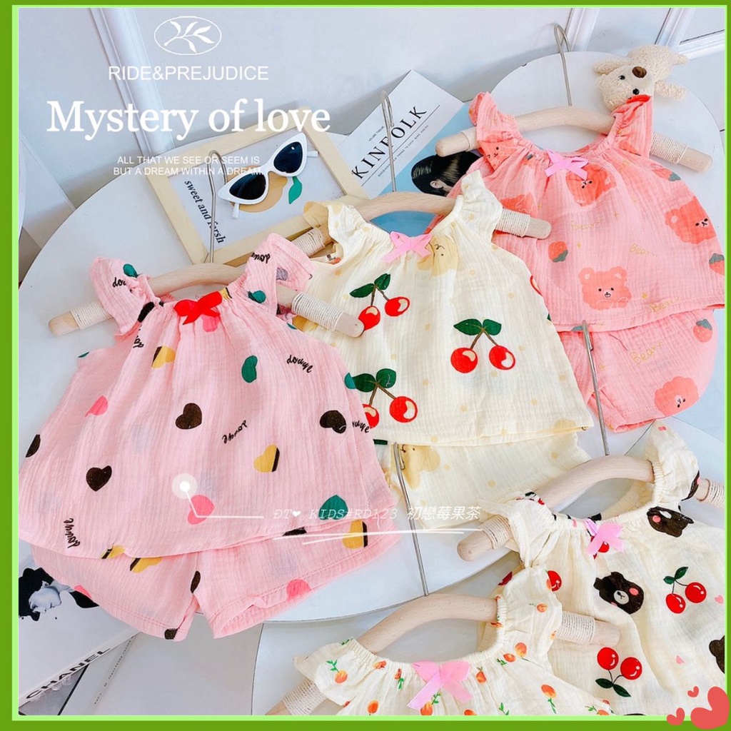Bộ Quần Áo Cánh Tiên Cho Bé Gái Vải Xô Muslin
