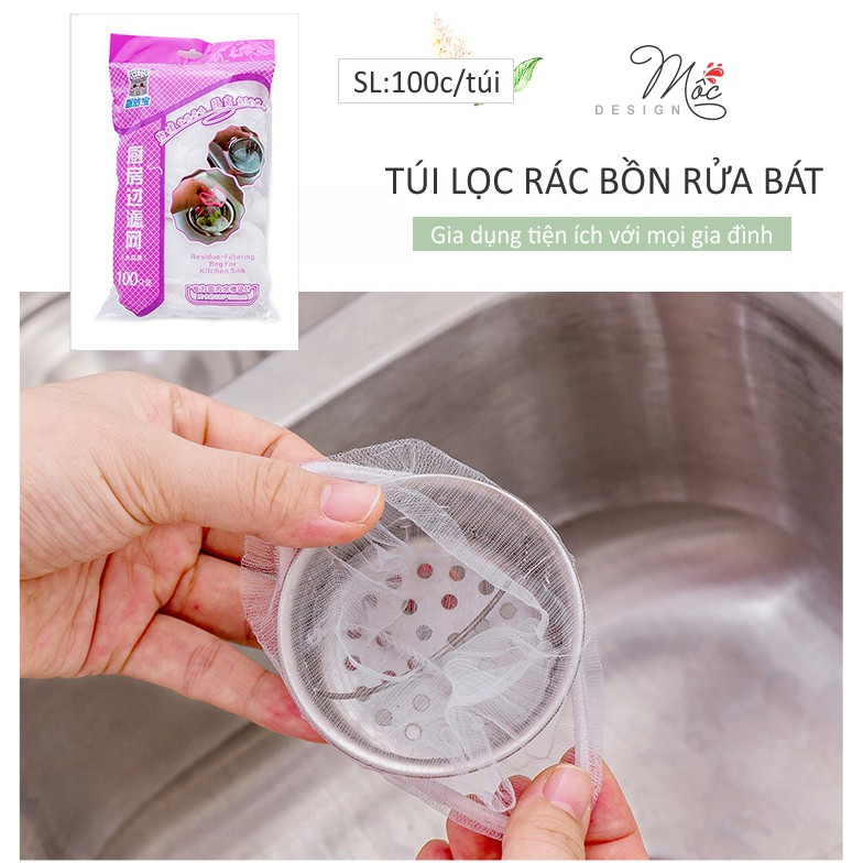 100c Túi LỌC RÁC bồn rửa bát miệng chun tiện lợi