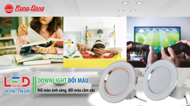 [CHÍNH HÃNG] Đèn LED âm trần đổi màu 7W viền bạc, khoét lỗ 90mm SAMSUNG chipLED D AT10