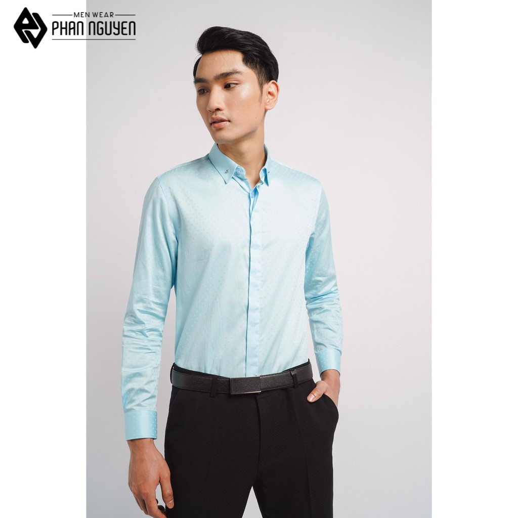 Áo sơ mi nam công sở dài tay PHAN NGUYỄN dáng slim fit vải cotton polyspun dáng ôm cổ bẻ, thoát ẩm vượt trội SMD.704