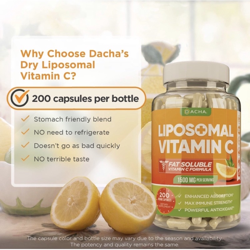 Viên uống hỗ trợ tăng đề kháng DACHA Natural Liposomal Vitamin C 1500mg 200 viên USA