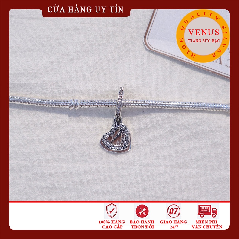 [Charm bạc 925 cao cấp] Charm treo tim kỉ niệm dành cho Mẹ- Mã sản phẩm VENUSMOM