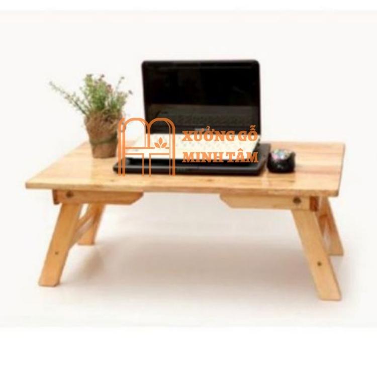 Bàn gỗ xếp gọn gỗ cao cấp, phủ bóng chống trầy, kích thước 60*40cm kiểu dáng Nhật Bản, chân gấp gọn màu vàng sáng