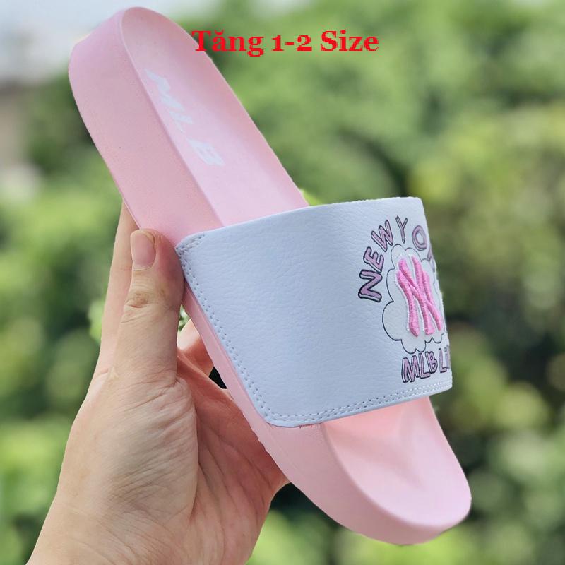 Dép unisex 𝐌𝐋𝐁 ❤️FREESHIP + Hộp❤️ dép mlb ny gv bóng chày quai ngang thể thao nam nữ Thêu NY nỗi chất xịn, GV màu hồng