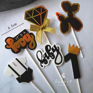 Set que cắm baby cún đen + số 1 vương miện