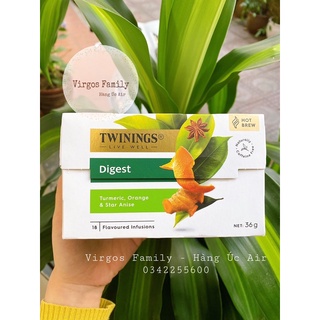 Trà thảo mộc Twinings Degest hỗ trợ tiêu hoá, giảm đau bụng hộp 18 gói trà túi lọc