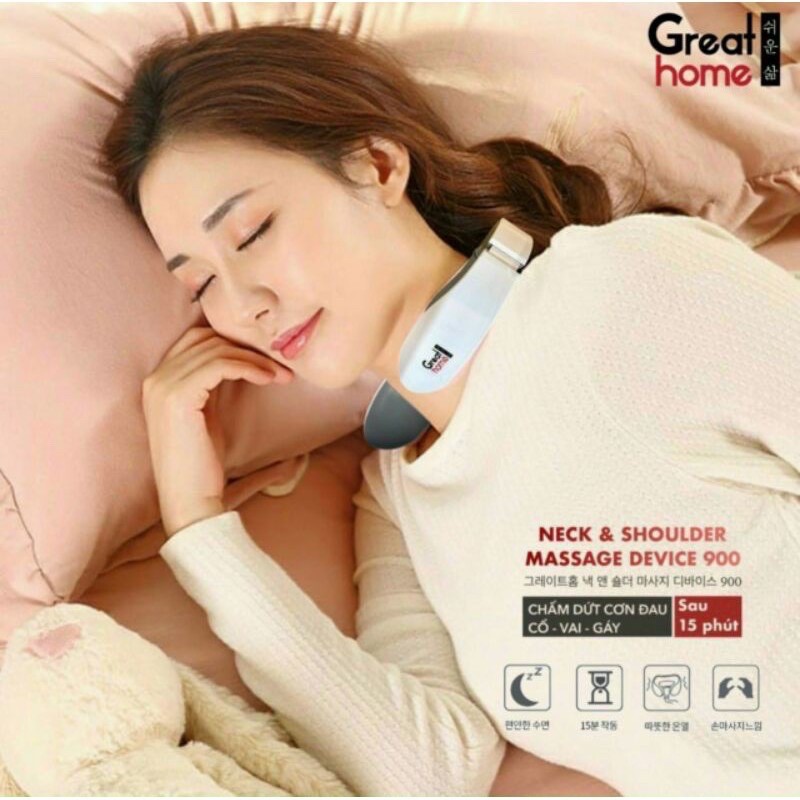 [ Mua 1 tặng Voucher 20k, tặng 1 Mask Collagen 40k] Máy Massage Cổ Genie Great Home, Neck & Shoulder Massage Device 900