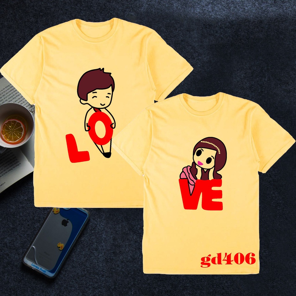 Áo thun cặp tình nhân nam nữ in Love&Ve -- [Giá niêm yết là giá của 1 áo]