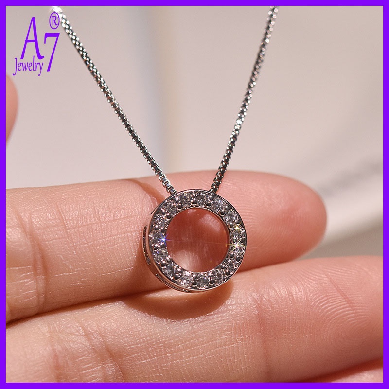 Vòng cổ mạ bạc 925 đính kim cương toàn bộ