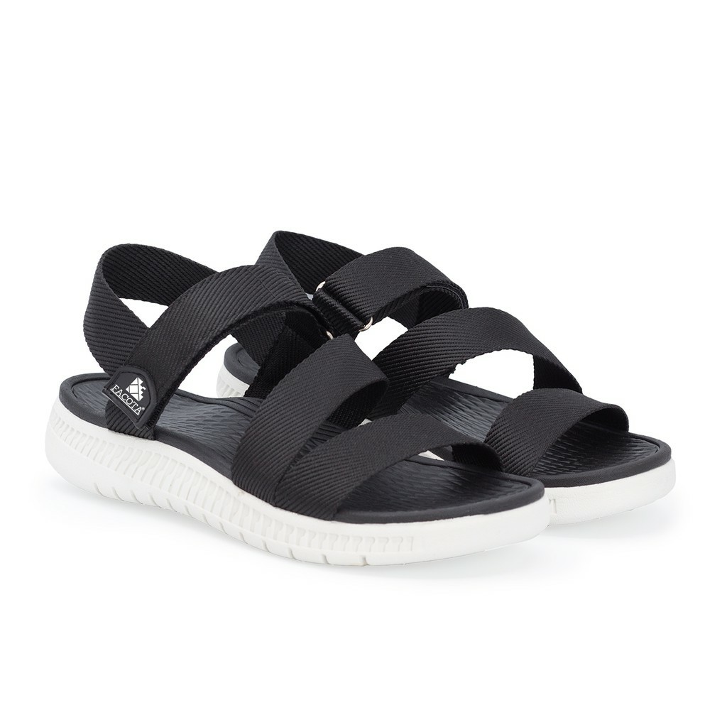 Giày sandal nam nữ FACOTA Đen đế trắng quai dù, đi học [Freeship]