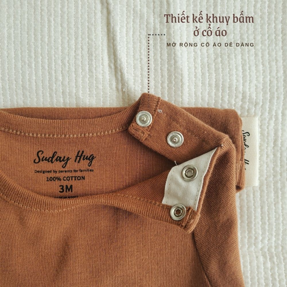 [Hàng nội địa Hàn Quốc] [100% chất liệu của Hàn Quốc] Bộ Bodysuit dài tay Sunday Hug CAO CẤP cho bé, Handmade tại Korea, 100% cotton Hàn Quốc cao cấp, Khuy bấm tiện lợi, Phù hợp cho tất cả các mùa, 2 size