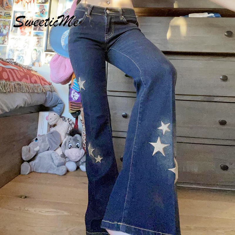 Quần Jeans Nữ Thêu Ngôi Sao Thời Trang Quyến Rũ 2022