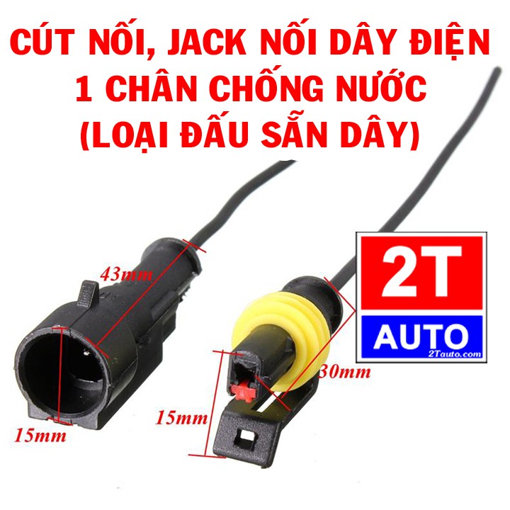 [LOẠI ĐẤU SẴN DÂY] Đầu cút jack giắc nối dây điện 1 chân chống nước dùng cho xe máy xe hơi ô tô - 353-1:   SKU:353-1