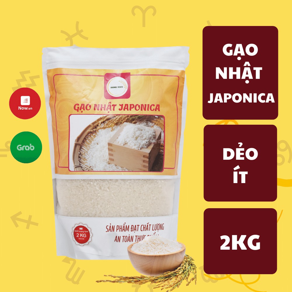 Gạo Nhật Japonica HOME RICE Gói 2Kg - Hạt Dẻo, Cơm Ngọt HOMERICE