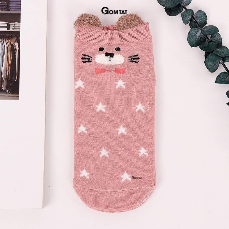 Set 5 đôi tất vớ nữ cổ ngắn GOMTAT tai gấu dễ thương nhiều màu phong cách Hàn Quốc - LISU-TAIGAU-02