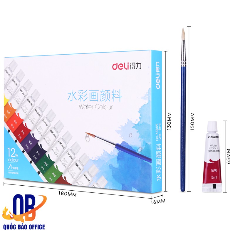 MÀU NƯỚC DẠNG TUÝP 5ML DELI - 12 MÀU/ 18 MÀU/ 24 MÀU - 73859 / 73860 / 73861