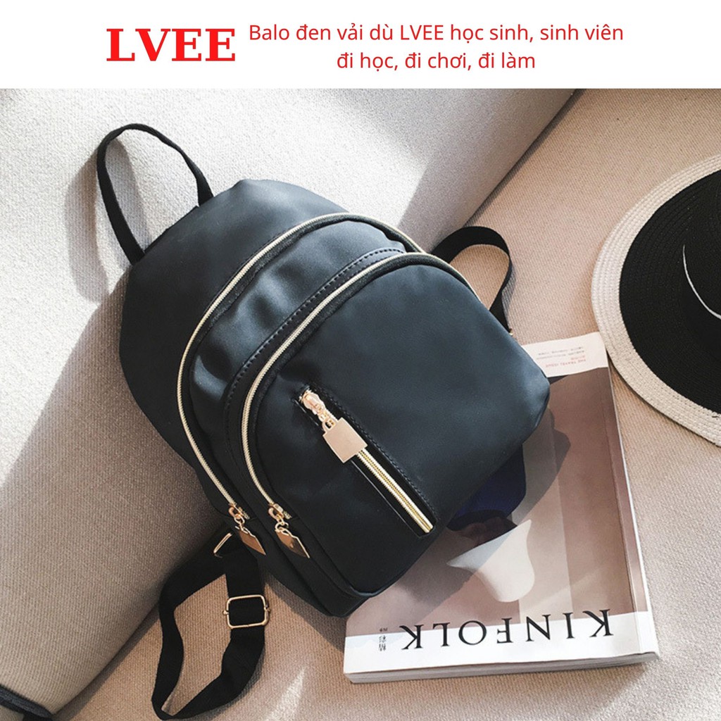 Balo đen vải dù LVEE học sinh, sinh viên đi học, đi chơi, đi làm