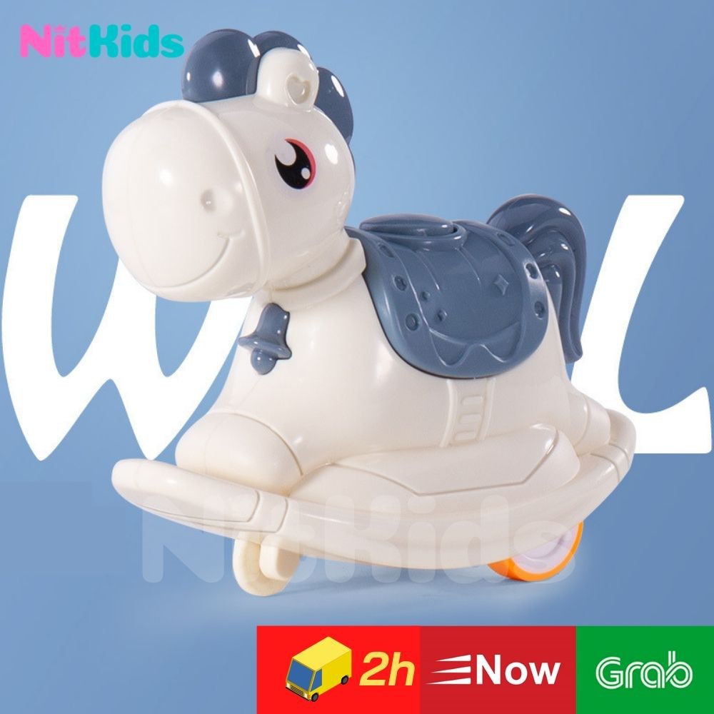 Ngựa Lật Đật Biết Trượt, Đồ Chơi Cầm Tay Nitkids Cho Bé 1 Tuổi, Con Vật Bằng Nhựa ABS