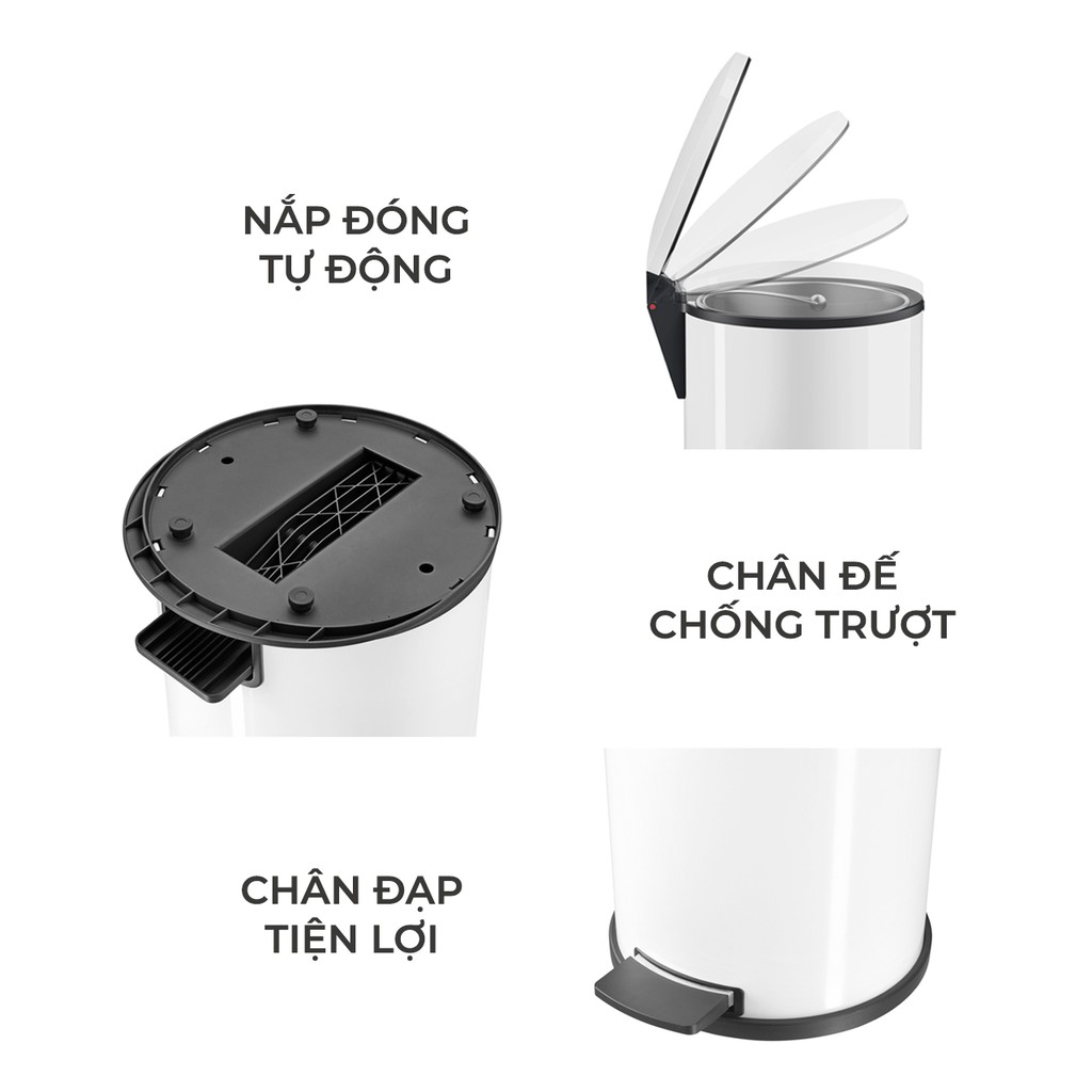 Thùng rác Hailo Pure. Hàng chính hãng, sản xuất tại Đức. Bảo hành 12 tháng.