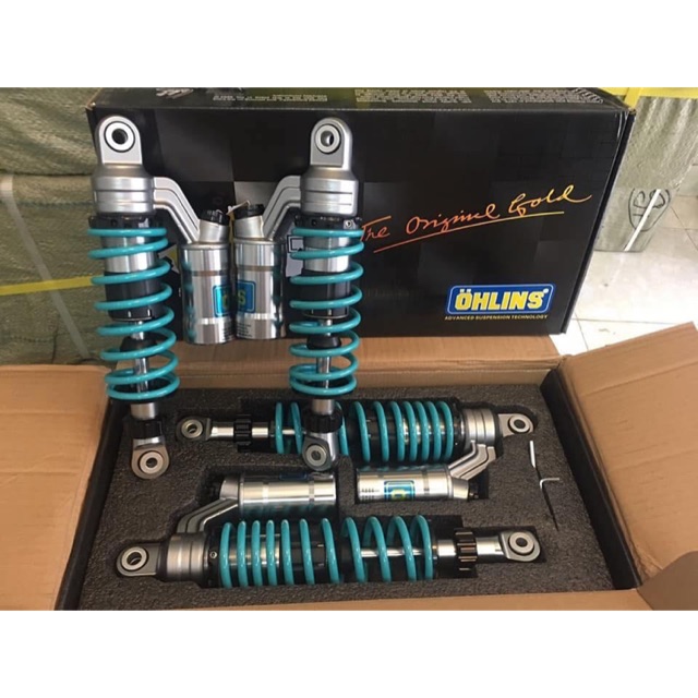 Phuộc sau Ohlins xanh nitron bình dầu sirius wave_Dochoixemaynhapkhau