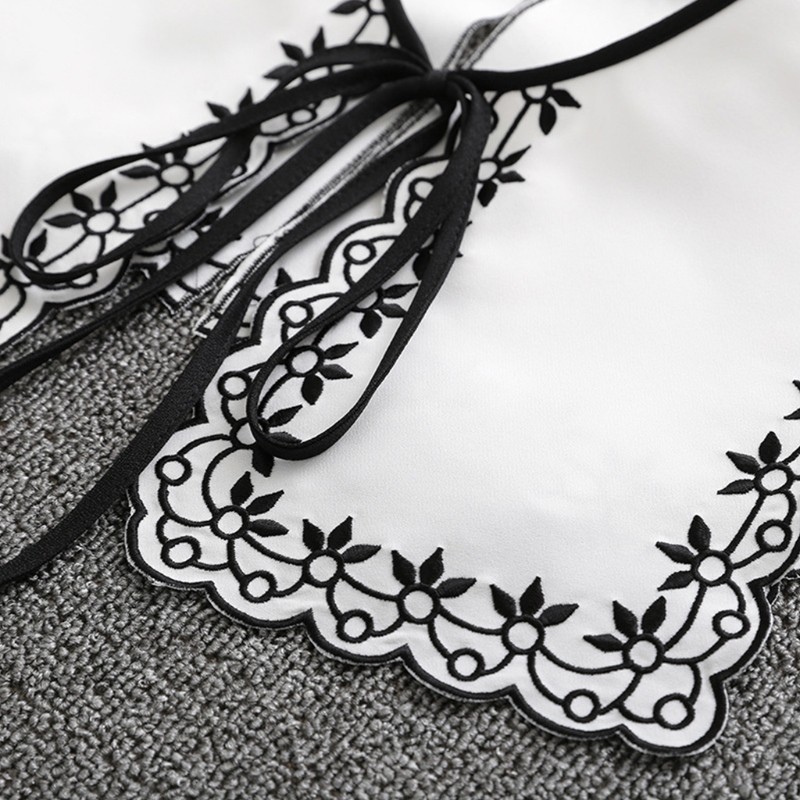 Cổ áo giả phối ren nơ hoa thời trang cao cấp độc đáo