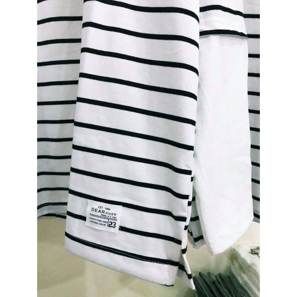 [FREESHIP❤️] Áo thun nam dài tay Áo thun Hiphop Áo thun không cổ Áo thun nam kẻ ngang tay dài nối #74884 giayngostore | BigBuy360 - bigbuy360.vn