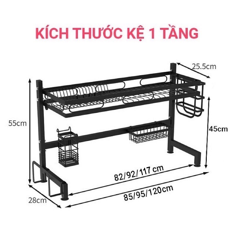 Kệ Chén Nhà Bếp Đa Năng 2 Tầng SENNAI Đặt Trên Bồn Rửa Sơn Tĩnh Điện 5 Lớp