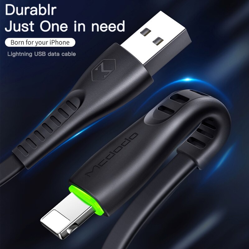 Cáp USB Mcdodo 1.2M hỗ trợ sạc nhanh có đèn led dành cho iPhone iPad