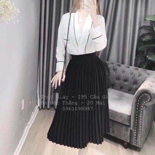 Chân váy xếp ly dáng dài