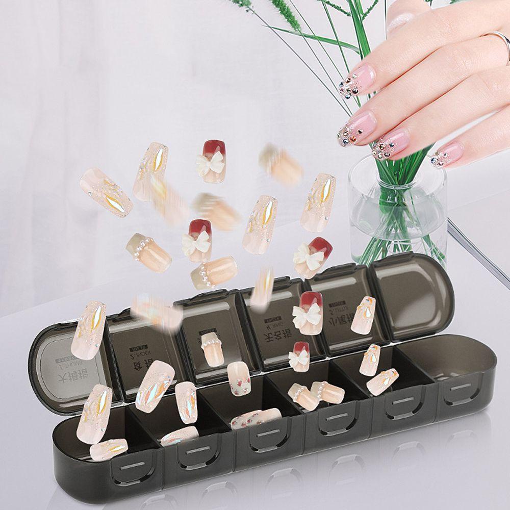 Hộp 6 Ngăn Đựng Hạt Giả Làm Móng Nghệ Thuật|Hộp Nhựa Đựng Trang Sức / Phụ Kiện Làm Móng