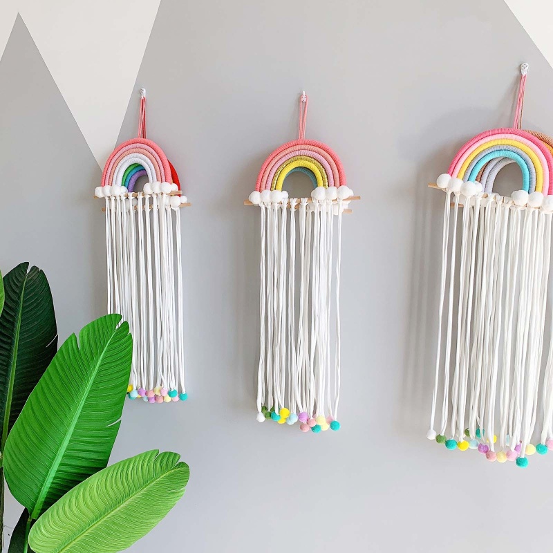 Phụ Kiện Kẹp Tóc / Dây Buộc Tóc Màu Cầu Vồng Treo Tường Trang Trí