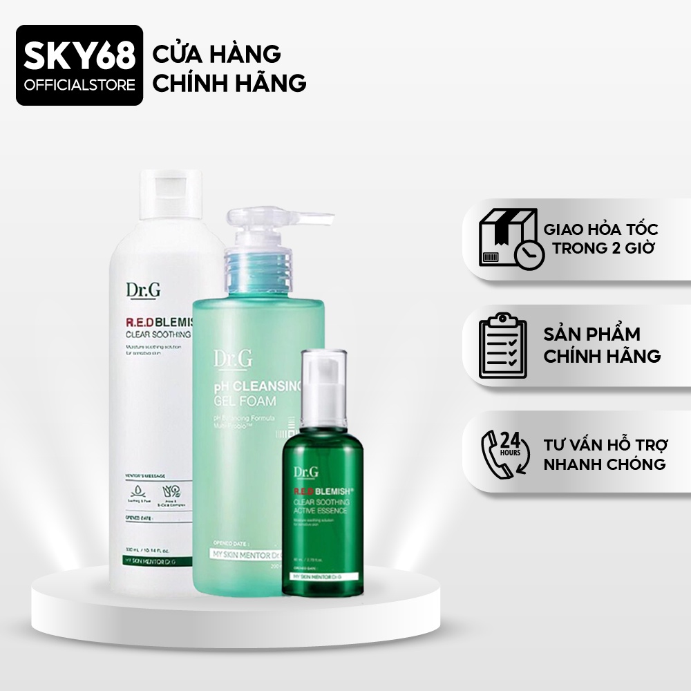 Bộ 3 Sản Phẩm Làm Sạch, Cấp Ẩm Tái Tạo Da Dr.G (SRM 200ml, Toner 300ml, Tinh Chất 80ml)