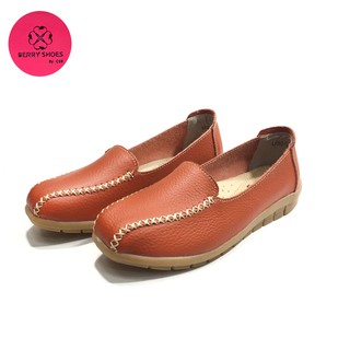 (GIÁ TỐT) Giày Lười Nữ Da Bò Mềm Chuyên Dụng Đi Bộ BERRY Shoes Thái Lan