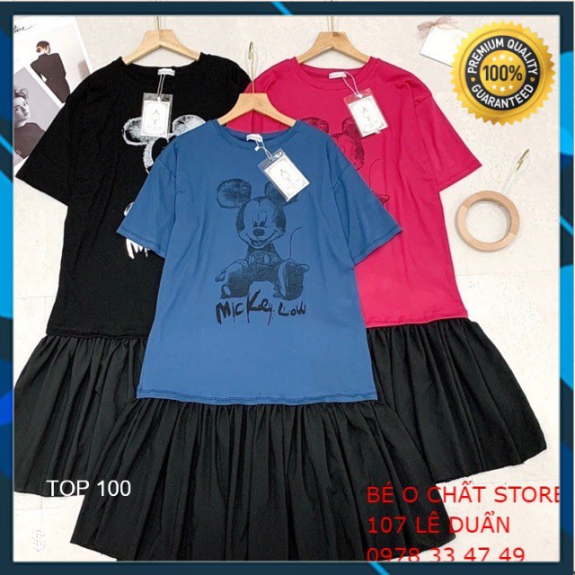 [BIGSIZE NỮ] Váy đuôi cá cotton hình mickey dáng rộng Bigsize