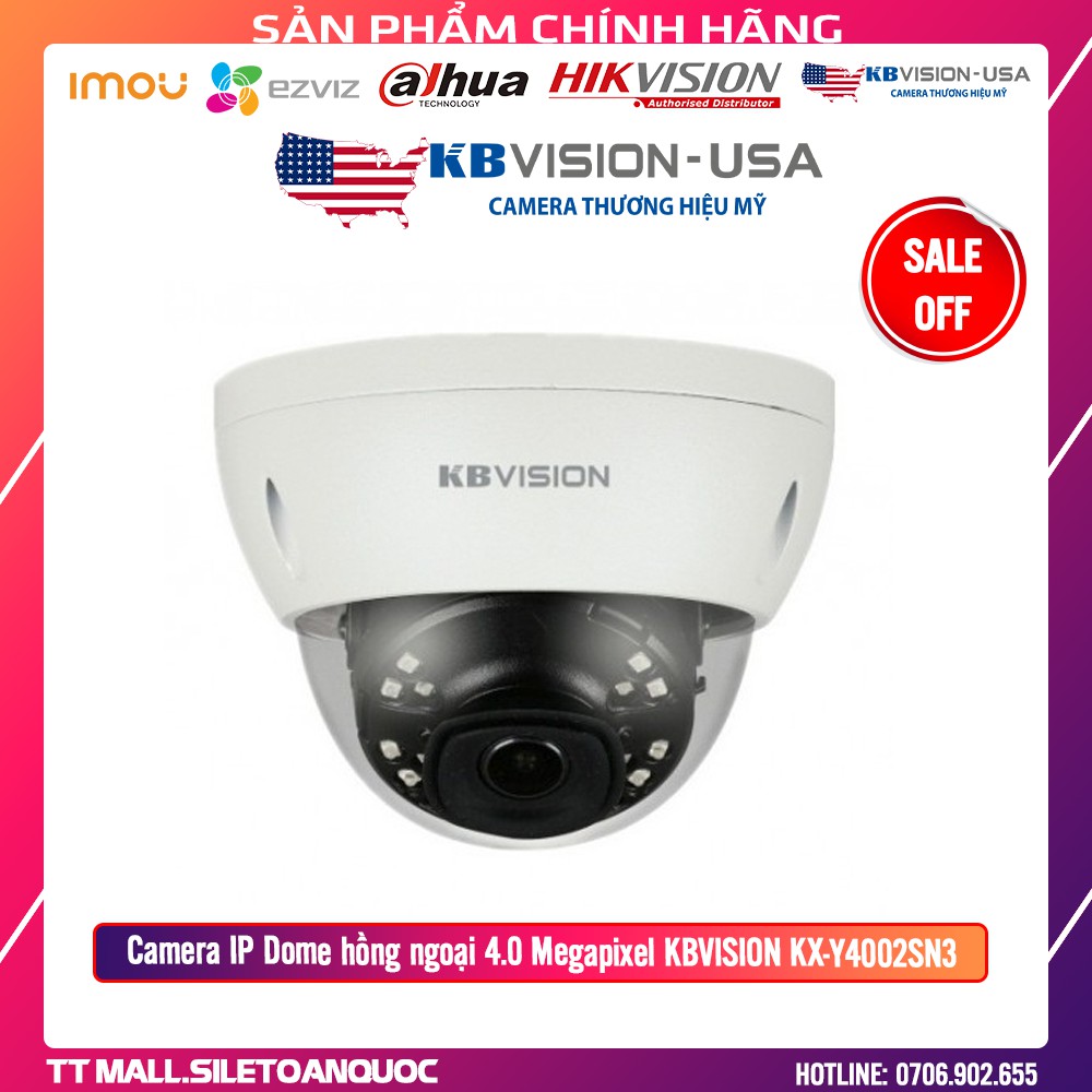 [HOT] Camera IP Dome hồng ngoại 4.0 Megapixel KBVISION KX-Y4002SN3