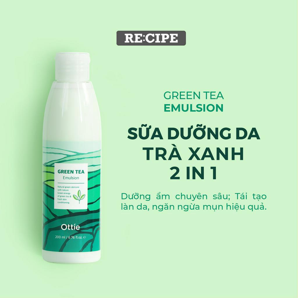 Bộ 7 Sản Phẩm Chăm Sóc Và Dưỡng Ẩm Da Toàn Diện Trà Xanh Ottie Green Tea Super Skincare Set 7 Sản Phẩm