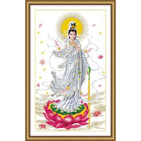 Tranh thêu PHẬT QUAN THẾ ÂM BỒ TÁT R004 (53x86cm) chưa thêu