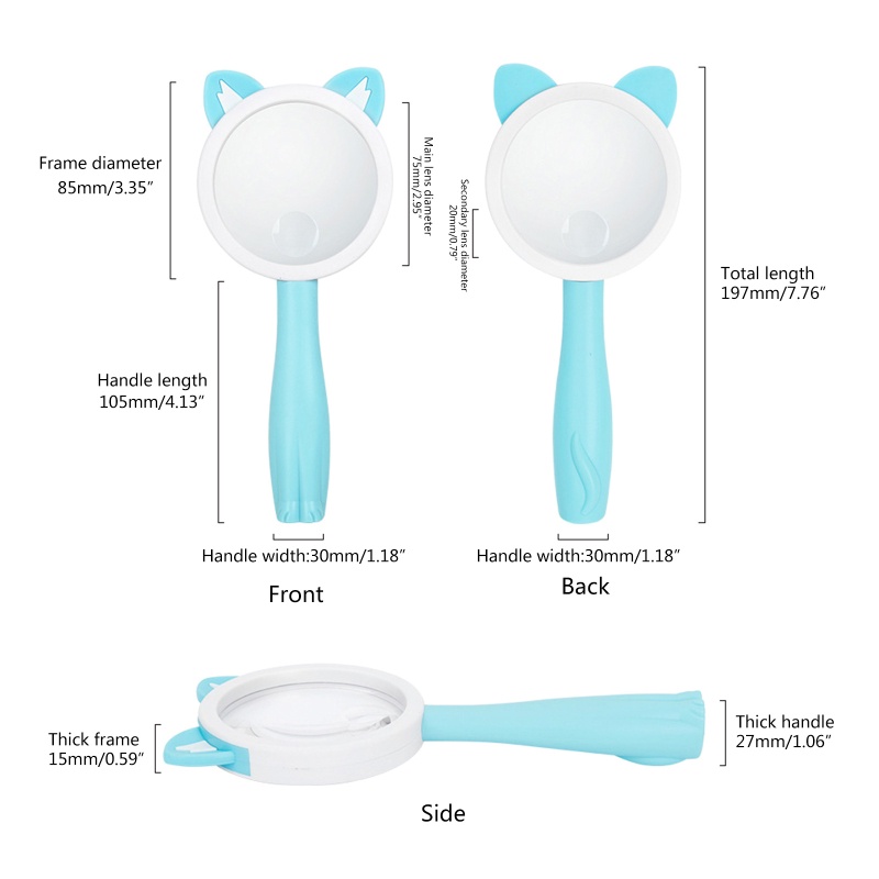 Kính Lúp Cầm Tay Chống Rơi Hình Thú Hoạt Hình Cho Trẻ Em