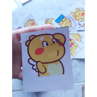 Tem sticker khủng long vàng cute dán xe, nón giá rẻ
