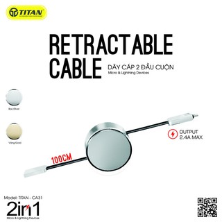 Cáp dây rút 2in1 TITAN - CA31 (vàng, bạc) (Bảo Hành 12 Tháng)