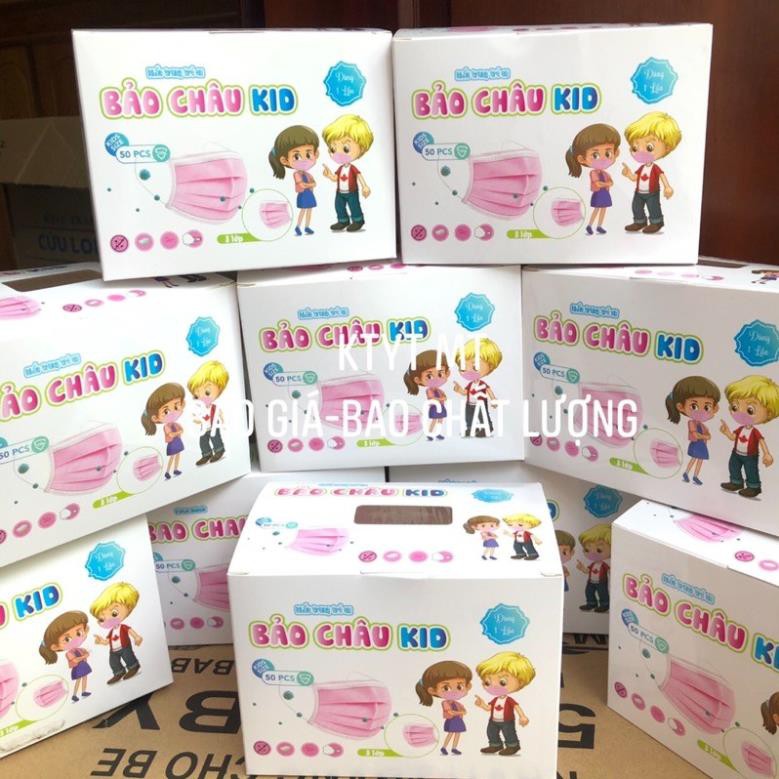 Hộp 50 chiếc khẩu trang trẻ em-Bảo Châu Kid (5 túi mỗi túi 10 chiếc)