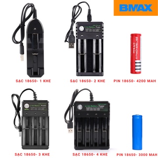 Bộ sạc pin li-ion 3.7v có đèn báo , tự ngắt khi đầy và pin sạc 18650