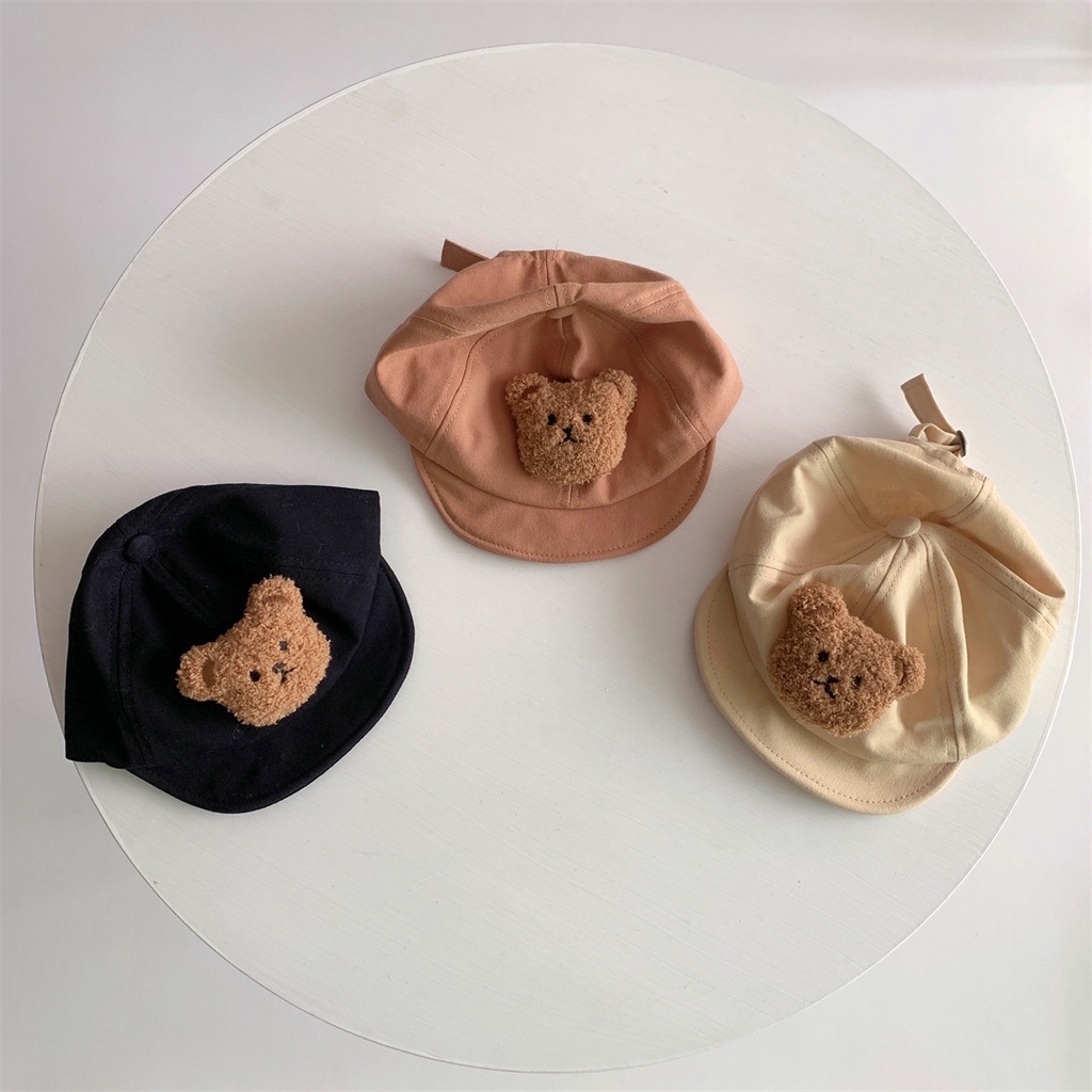 Mũ Lưỡi Trai Vải Cotton Hình Gấu Dễ Thương Cho Bé