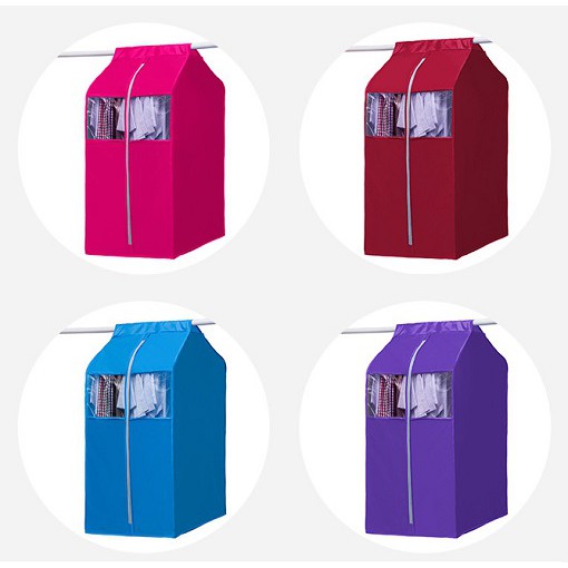 Tủ vải treo quần áo chống bụi có dây kéo 48x59x110 cm, giao màu ngẫu nhiên+ Tặng kèm 1 túi đựng đồ ngẫu nhiên