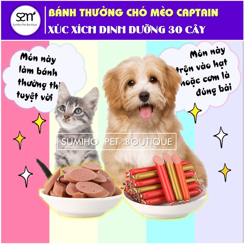 Xúc xích cho chó mèo Captain bịch 30 cây (500gr)