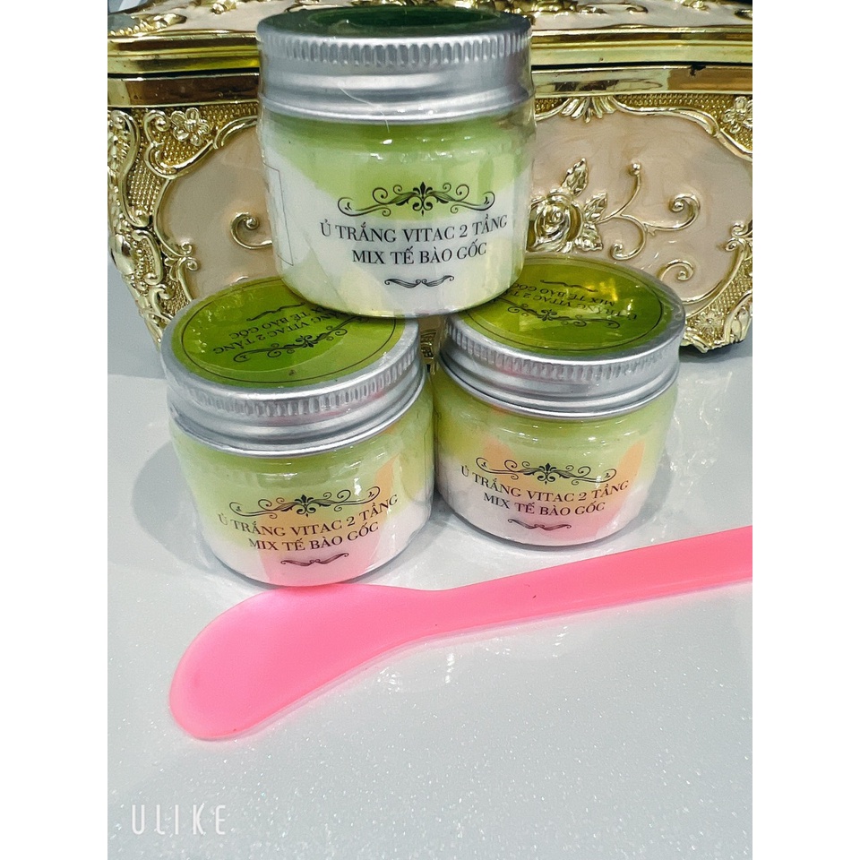 Combo 3 ủ trắng vitac 2 tầng mix tế bào gốc tặng thìa trộn, cọ quét, bát